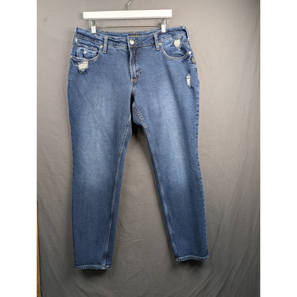 Silver‎ Jeans Co Womens Boyfriend Distressed Blue Jeans SZ 14W L29